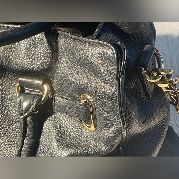 Michael Kors Crossbody Satchel Bag Black Gold Hardware Gently Used Handbag - Picture 8 of 16